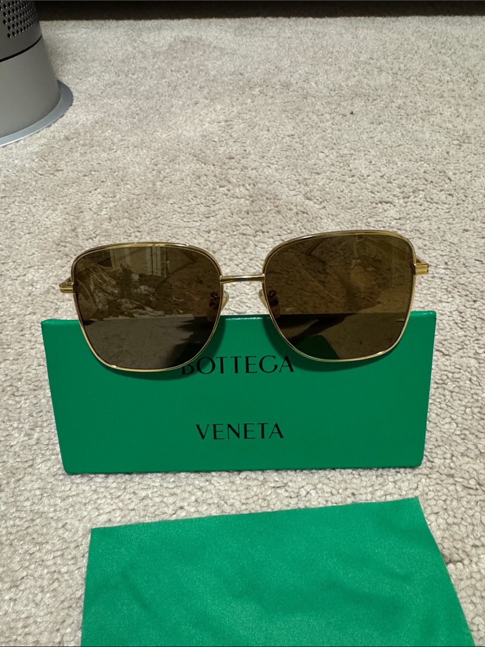 Bottega Veneta Gold Frame Brown Lens Sunglasses for Women